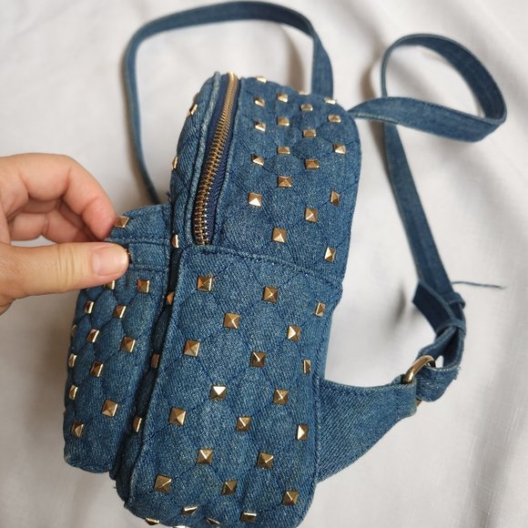 FOREVER 21 Cool Metal Willow Nail Denim Blue Backpack main image 12